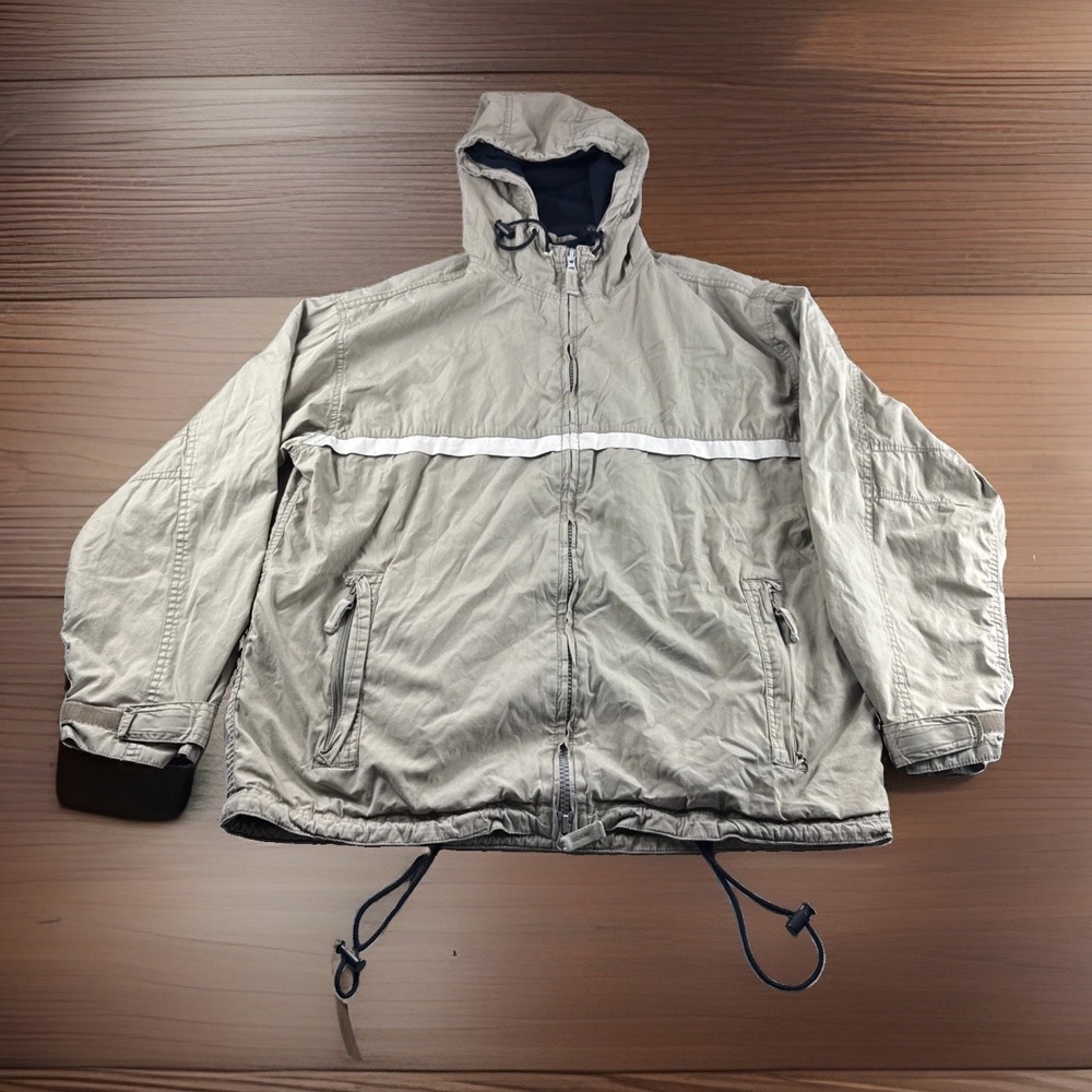 Vintage Gap Jacket Mens S Beige Hooded Zip Up Pockets Mesh Lined Outdoors READ